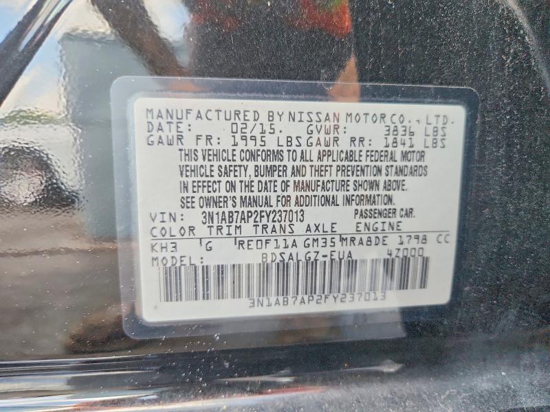 Aukcja sprzedaży 2015 Nissan Sentra, vin: 3N1AB7AP2FY237013, numer aukcji: 69095776