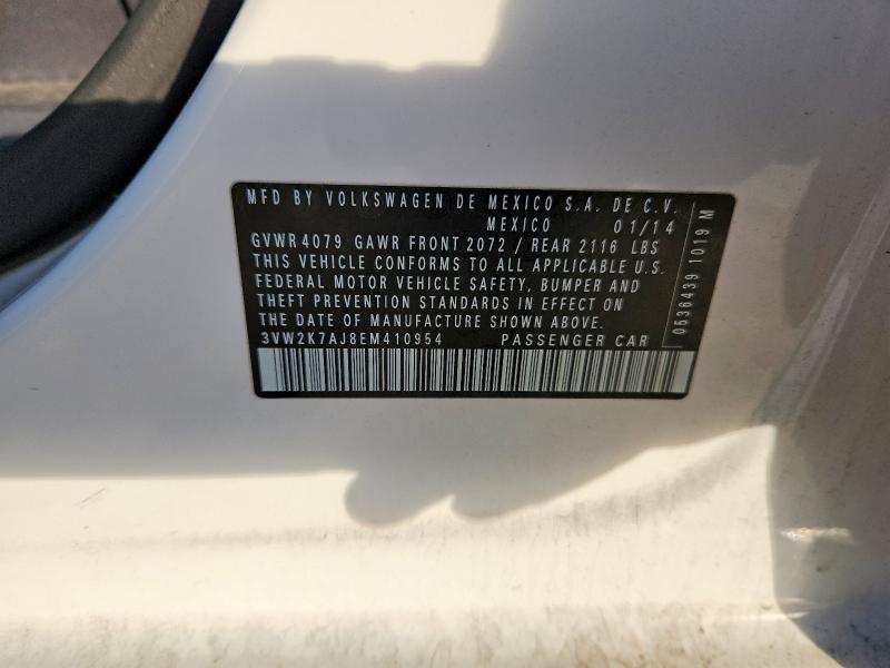 2014 Volkswagen Jetta მანქანა იყიდება აუქციონზე, vin: 3VW2K7AJ8EM410954, აუქციონის ნომერი: 68679806