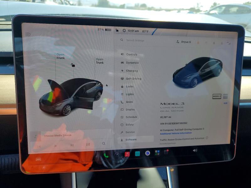 Aukcja sprzedaży 2019 Tesla Model 3, vin: 5YJ3E1EB0KF389192, numer aukcji: 68029116