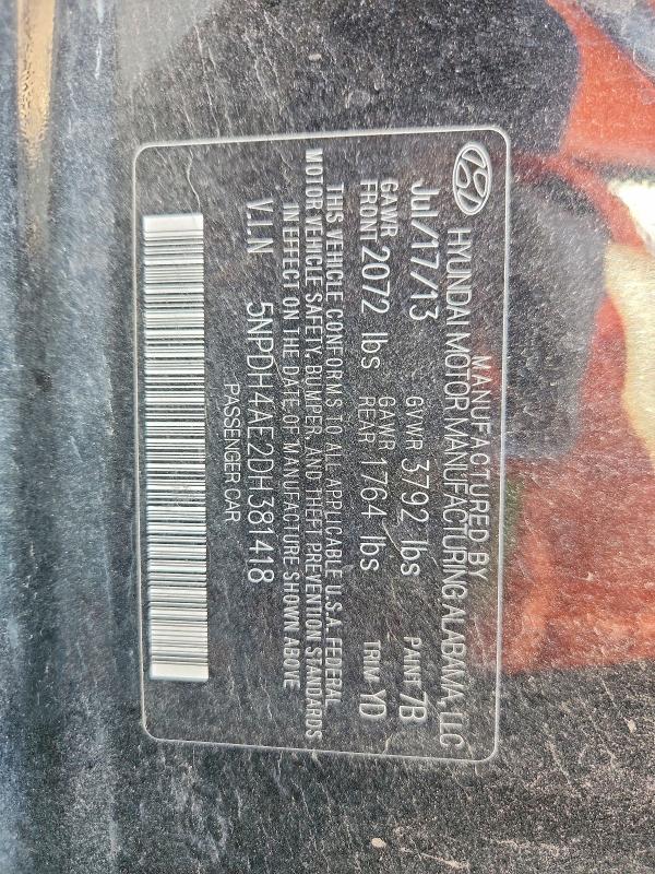 Aukcja sprzedaży 2013 Hyundai Elantra, vin: 5NPDH4AE2DH381418, numer aukcji: 69593106
