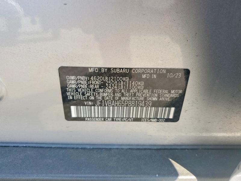 Aukcja sprzedaży 2023 Subaru Wrx, vin: JF1VBAH65P8819439, numer aukcji: 67983676