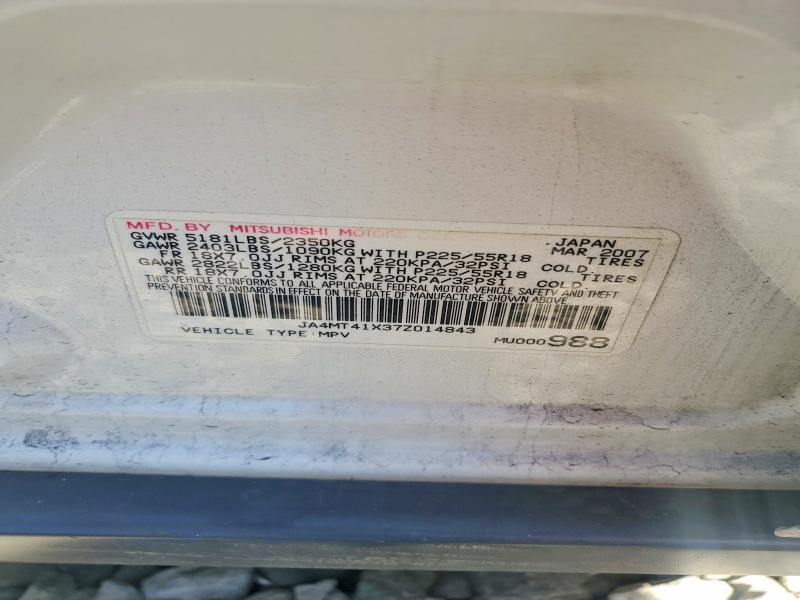69007886 :رقم المزاد ، JA4MT41X37Z014843 vin ، 2007 Mitsubishi Outlander مزاد بيع