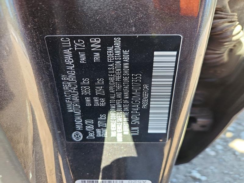 69463066 :رقم المزاد ، 5NPLP4AG0MH017353 vin ، 2021 Hyundai Elantra مزاد بيع