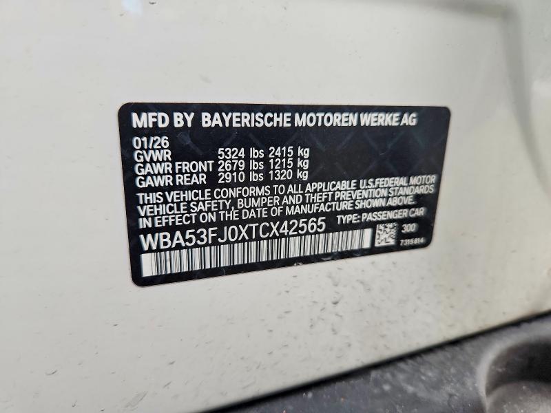 68432686 :رقم المزاد ، WBA53FJ0XTCX42565 vin ، 2026 Bmw 530 مزاد بيع