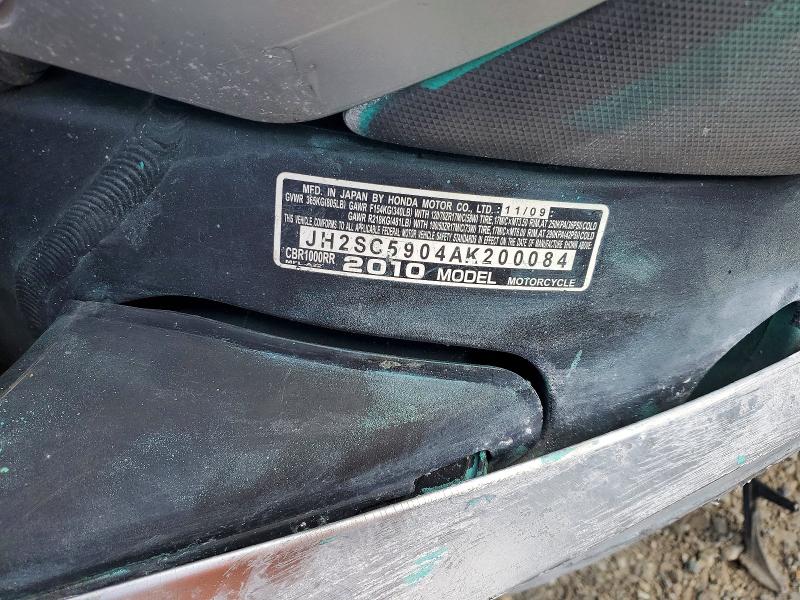 Продаж на аукціоні авто 2010 Honda Cbr1000, vin: JH2SC5904AK200084, номер лоту: 68799796