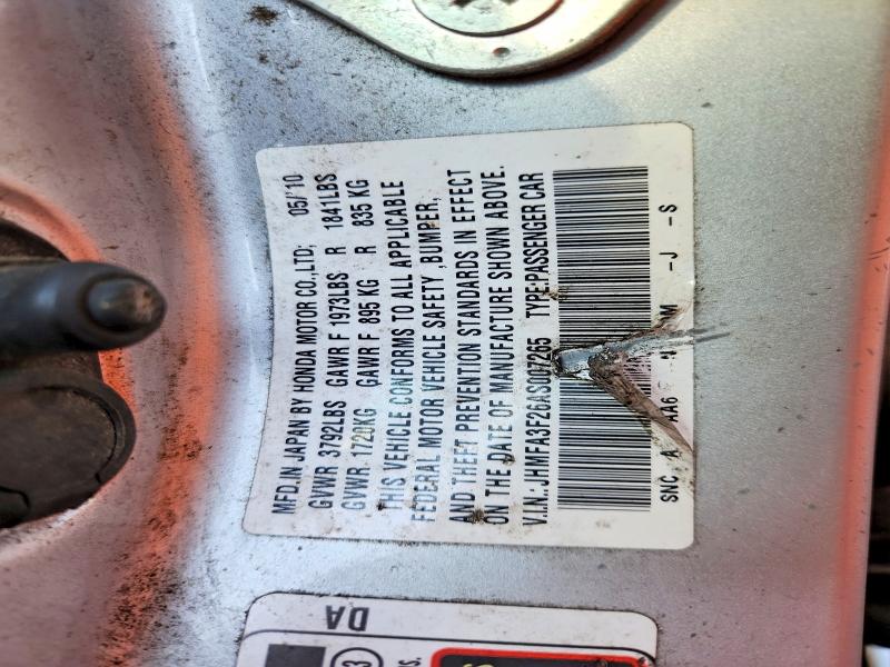 68264896 :رقم المزاد ، JHMFA3F26AS007265 vin ، 2010 Honda Civic مزاد بيع
