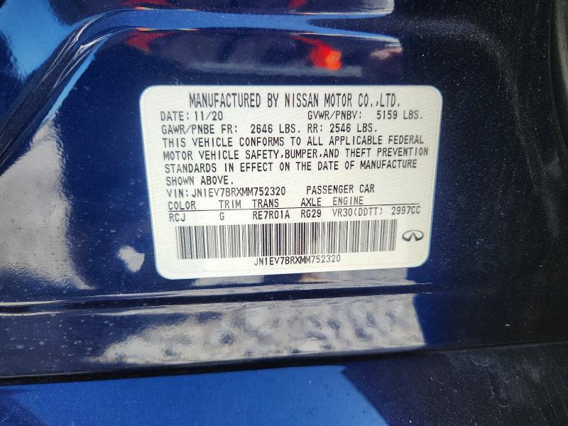 Продаж на аукціоні авто 2021 Infiniti Q50, vin: JN1EV7BRXMM752320, номер лоту: 69171406