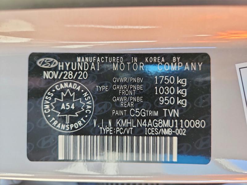 Aukcja sprzedaży 2021 Hyundai Elantra, vin: KMHLN4AG8MU110080, numer aukcji: 69137146