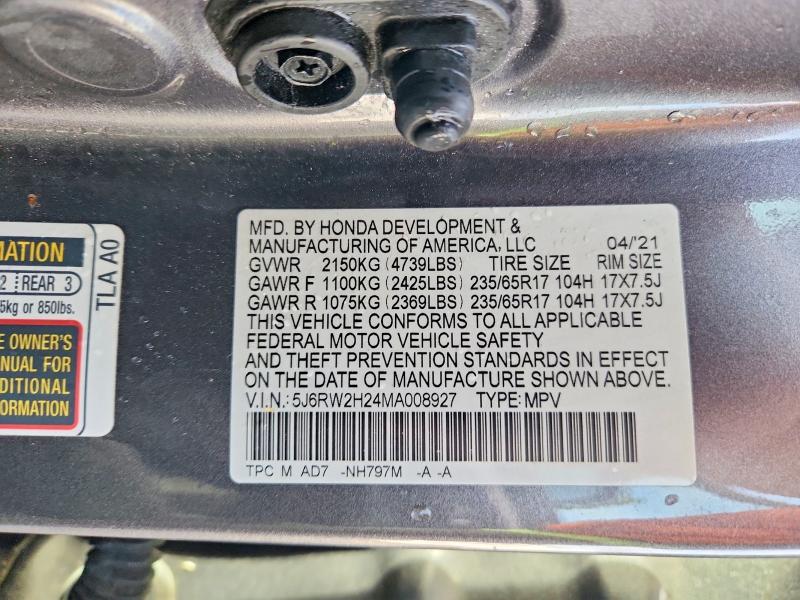 71038616 :رقم المزاد ، 5J6RW2H24MA008927 vin ، 2021 Honda Cr-v مزاد بيع
