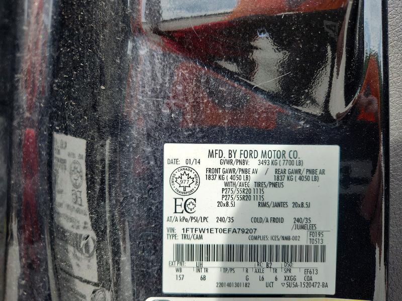 2014 Ford F150 მანქანა იყიდება აუქციონზე, vin: 1FTFW1ET0EFA79207, აუქციონის ნომერი: 68344636