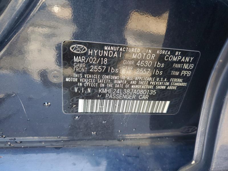 67618166 :رقم المزاد ، KMHE24L38JA080135 vin ، 2018 Hyundai Sonata Hybrid مزاد بيع