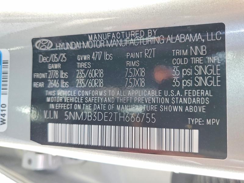 68218146 :رقم المزاد ، 5NMJB3DE2TH666755 vin ، 2026 Hyundai Tucson مزاد بيع