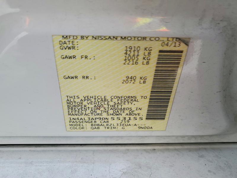 2013 Nissan Altima მანქანა იყიდება აუქციონზე, vin: 1N4AL3AP9DN553155, აუქციონის ნომერი: 69723566
