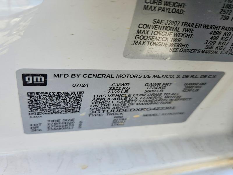 66215926 :رقم المزاد ، 3GTUUDEDXRG423301 vin ، 2024 Gmc Sierra مزاد بيع