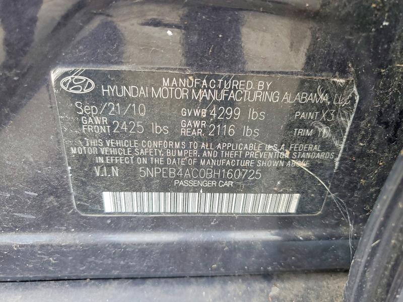 Продаж на аукціоні авто 2011 Hyundai Sonata, vin: 5NPEB4AC0BH160725, номер лоту: 69387636