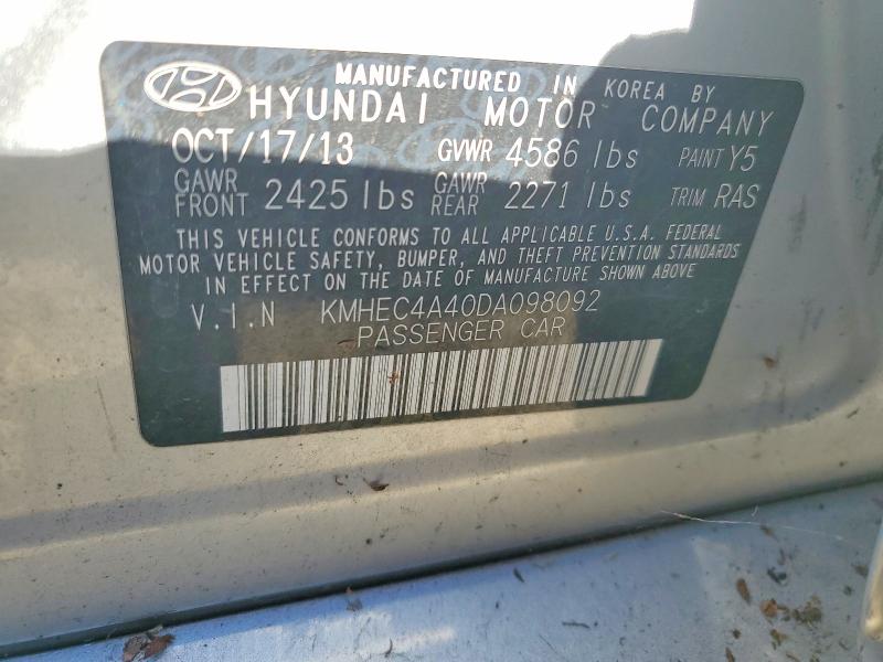 Aukcja sprzedaży 2013 Hyundai Sonata, vin: KMHEC4A40DA098092, numer aukcji: 68606726