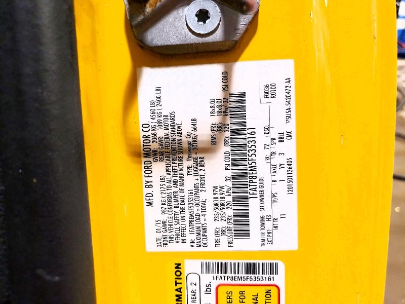 2015 Ford Mustang მანქანა იყიდება აუქციონზე, vin: 1FATP8EM5F5353161, აუქციონის ნომერი: 70088286