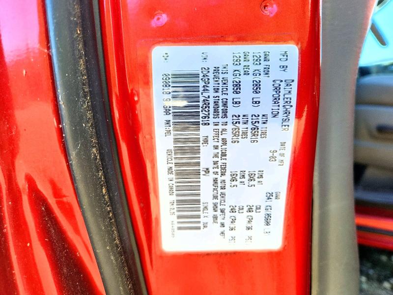 2004 Dodge Caravan მანქანა იყიდება აუქციონზე, vin: 2D4GP44L74R527618, აუქციონის ნომერი: 69077106