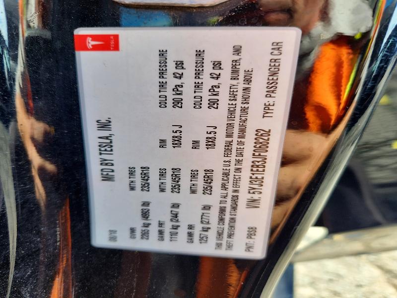 2018 Tesla Model 3 მანქანა იყიდება აუქციონზე, vin: 5YJ3E1EB3JF068262, აუქციონის ნომერი: 67913836