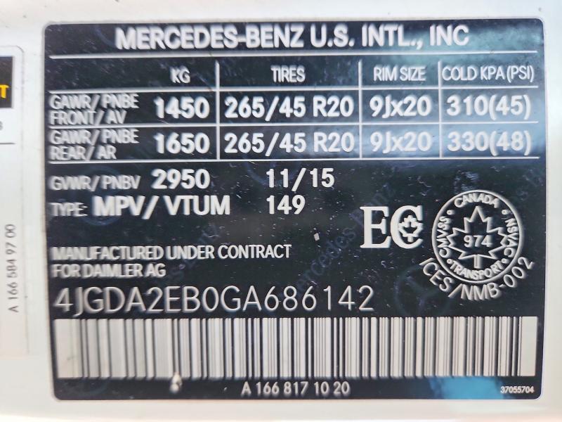Auction sale of the 2016 Mercedes-benz Gle, vin: 4JGDA2EB0GA686142, lot number: 67830706