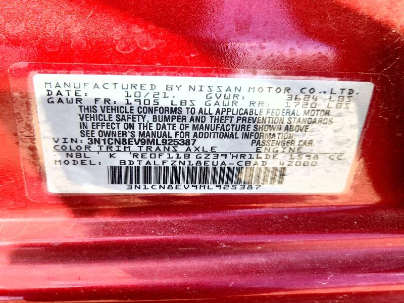 Aukcja sprzedaży 2021 Nissan Versa, vin: 3N1CN8EV9ML925387, numer aukcji: 67533426