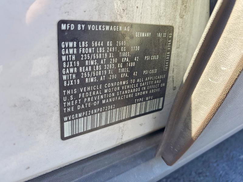 Продажа на аукционе авто 2022 Volkswagen Id.4, vin: WVGRMPE26NP072362, номер лота: 70542286