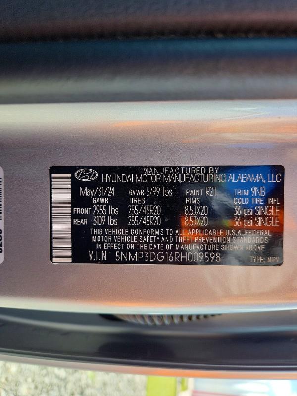 2024 Hyundai Santa Fe მანქანა იყიდება აუქციონზე, vin: 5NMP3DG16RH009598, აუქციონის ნომერი: 66216716