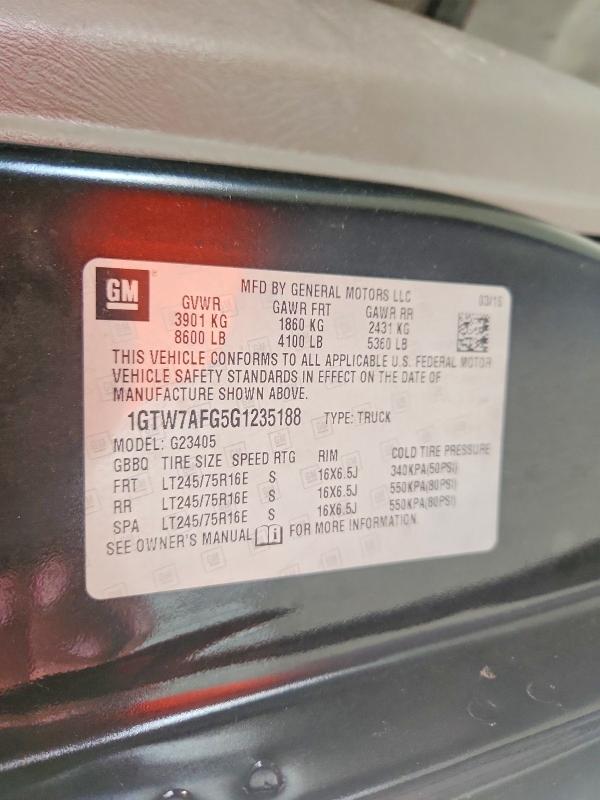 Aukcja sprzedaży 2016 Gmc Savana, vin: 1GTW7AFG5G1235188, numer aukcji: 69754176