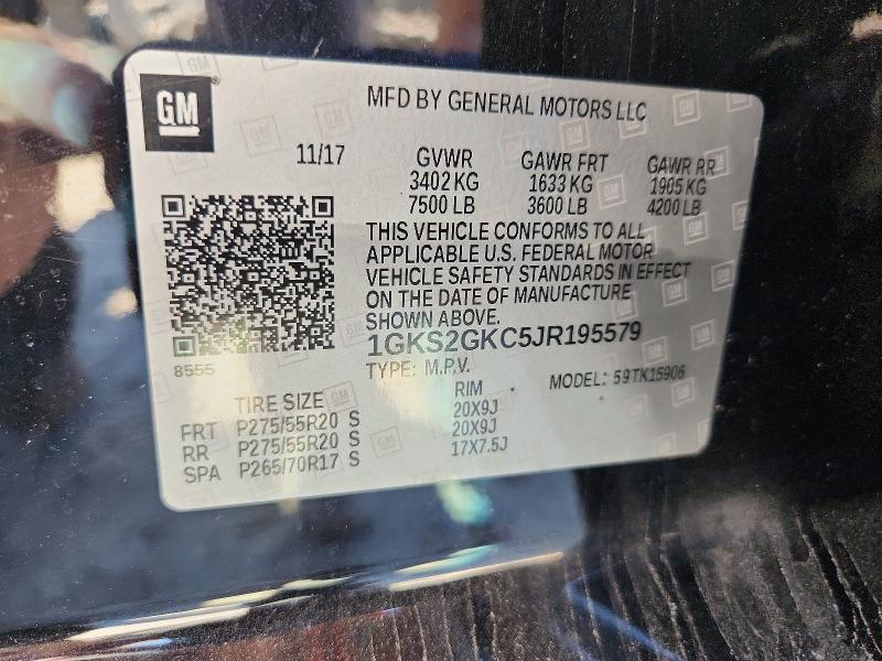 66969436 :رقم المزاد ، 1GKS2GKC5JR195579 vin ، 2018 Gmc Yukon Xl مزاد بيع