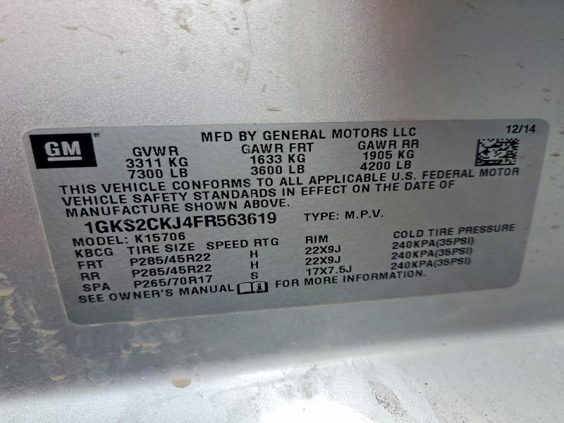 Продажа на аукционе авто 2015 Gmc Yukon, vin: 1GKS2CKJ4FR563619, номер лота: 68408886