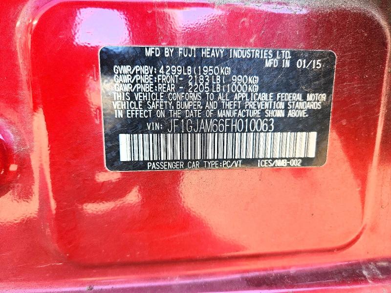 Aukcja sprzedaży 2015 Subaru Impreza, vin: JF1GJAM66FH010063, numer aukcji: 70159806