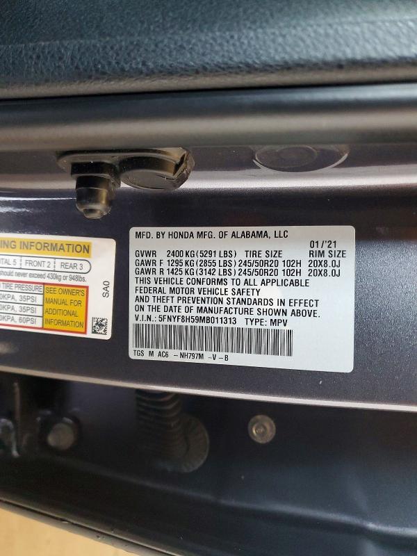 Продаж на аукціоні авто 2021 Honda Passport, vin: 5FNYF8H59MB011313, номер лоту: 68203956