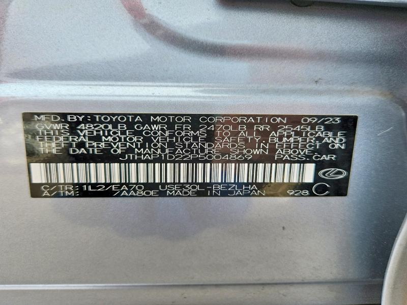 67892256 :رقم المزاد ، JTHAP1D22P5004869 vin ، 2023 Lexus Is 500 مزاد بيع