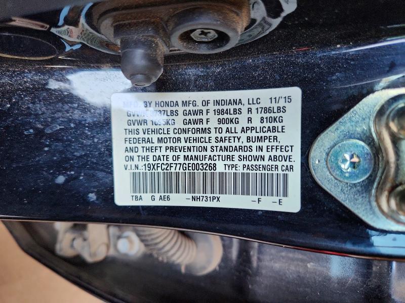 Aukcja sprzedaży 2016 Honda Civic, vin: 19XFC2F77GE003268, numer aukcji: 68631756