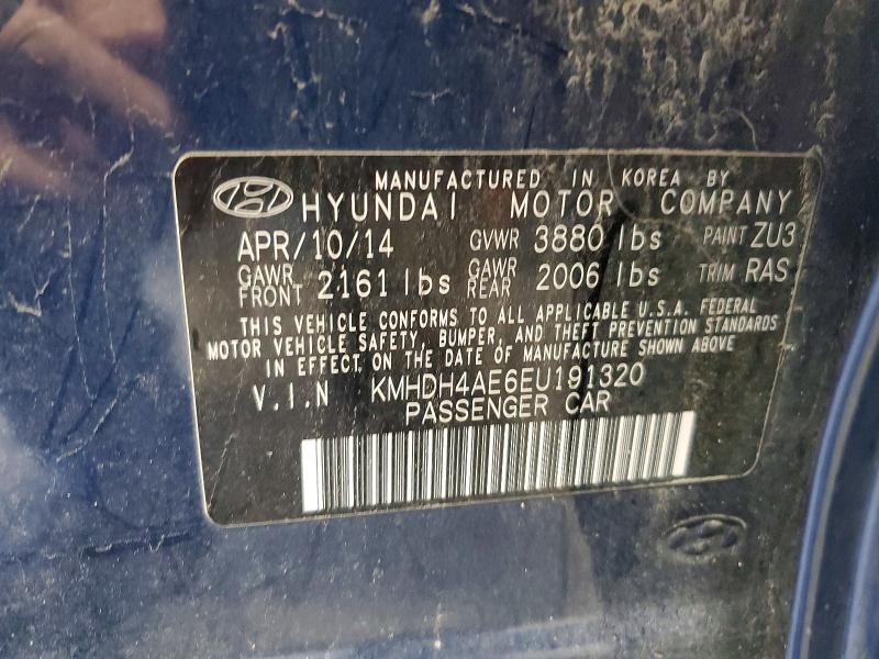 Продажа на аукционе авто 2014 Hyundai Elantra, vin: KMHDH4AE6EU191320, номер лота: 68311056