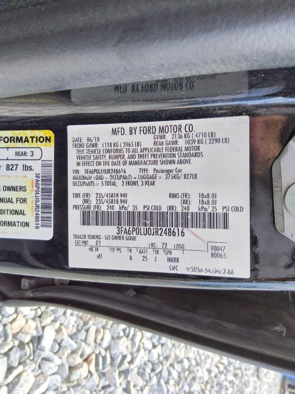 Продажа на аукционе авто 2018 Ford Fusion, vin: 3FA6P0LU0JR248616, номер лота: 68751986