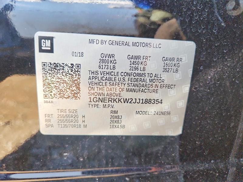 68182076 :رقم المزاد ، 1GNERKKW2JJ188354 vin ، 2018 Chevrolet Traverse مزاد بيع