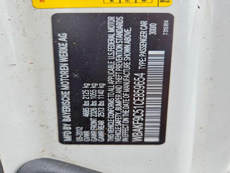 69219586 :رقم المزاد ، WBAKF9C51CE859654 vin ، 2012 Bmw 335 مزاد بيع
