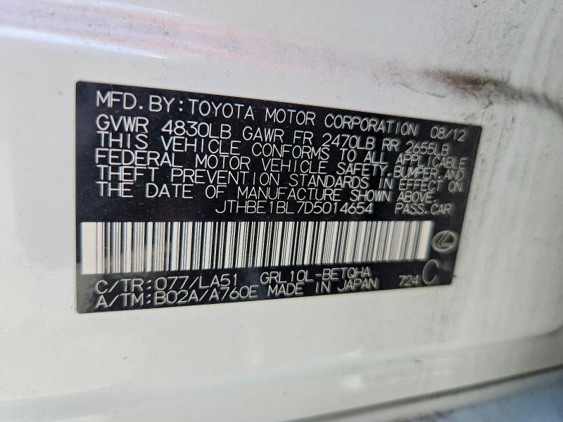 Продажа на аукционе авто 2013 Lexus Gs, vin: JTHBE1BL7D5014654, номер лота: 69131846