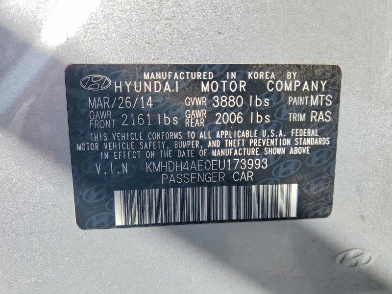 69389036 :رقم المزاد ، KMHDH4AE0EU173993 vin ، 2014 Hyundai Elantra مزاد بيع
