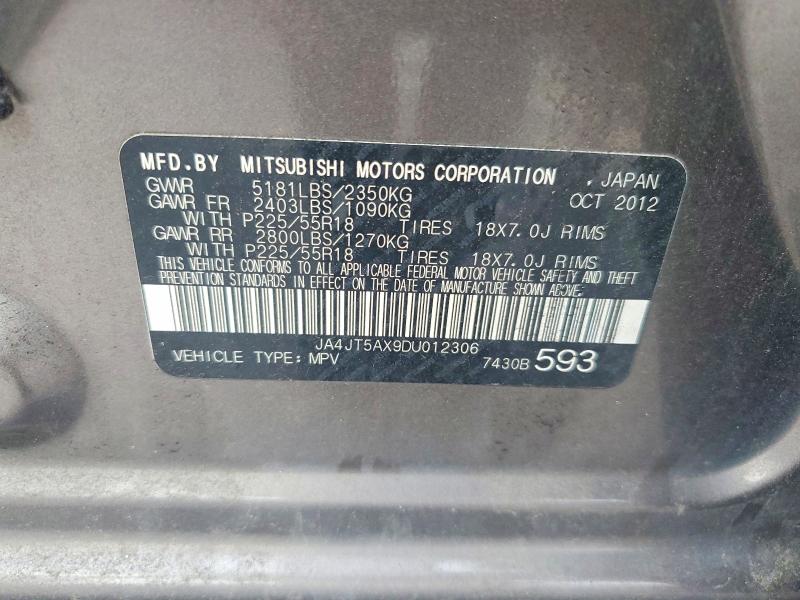 2013 Mitsubishi Outlander მანქანა იყიდება აუქციონზე, vin: JA4JT5AX9DU012306, აუქციონის ნომერი: 68912706