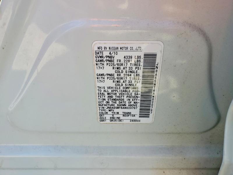 Aukcja sprzedaży 2010 Nissan Rogue, vin: JN8AS5MT6AW020787, numer aukcji: 69037276