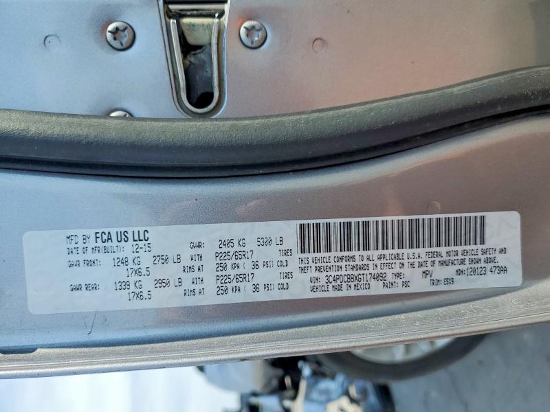 70115536 :رقم المزاد ، 3C4PDCBBXGT174092 vin ، 2016 Dodge Journey مزاد بيع