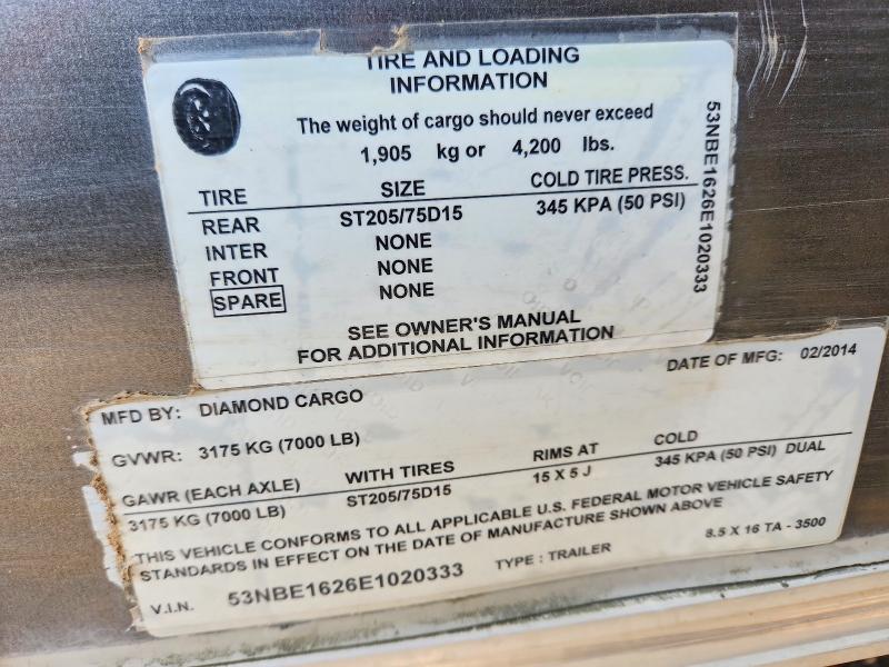 Продажа на аукционе авто 2014 Diamond Cargo Diamond Cargo, vin: 53NBE1626E1020333, номер лота: 66954306