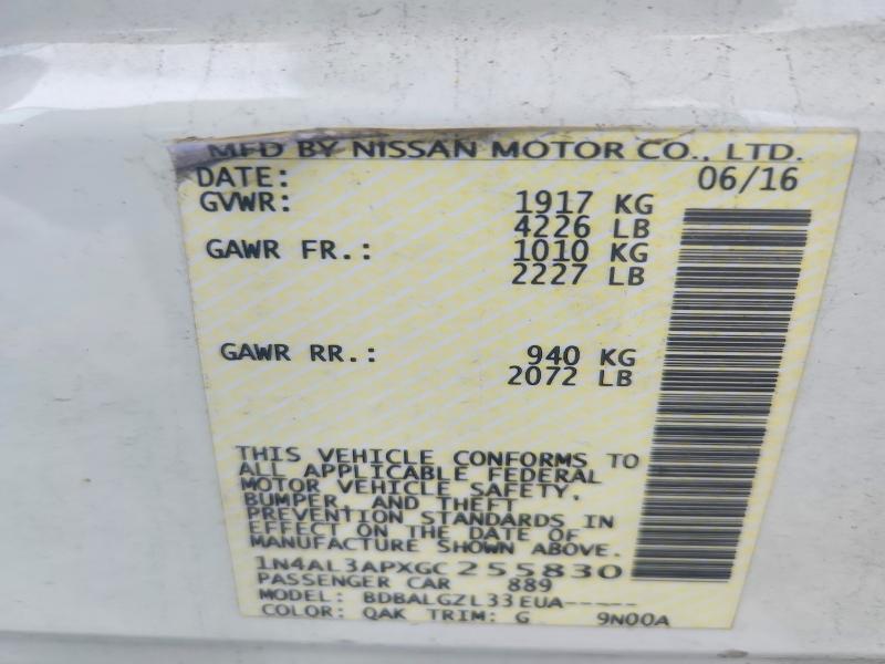2016 Nissan Altima მანქანა იყიდება აუქციონზე, vin: 1N4AL3APXGC255830, აუქციონის ნომერი: 69080766