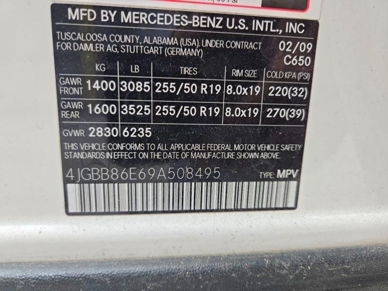 70436676 :رقم المزاد ، 4JGBB86E69A508495 vin ، 2009 Mercedes-benz Ml مزاد بيع