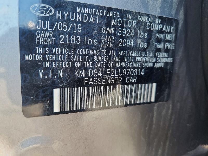 68777026 :رقم المزاد ، KMHD84LF2LU970314 vin ، 2020 Hyundai Elantra مزاد بيع