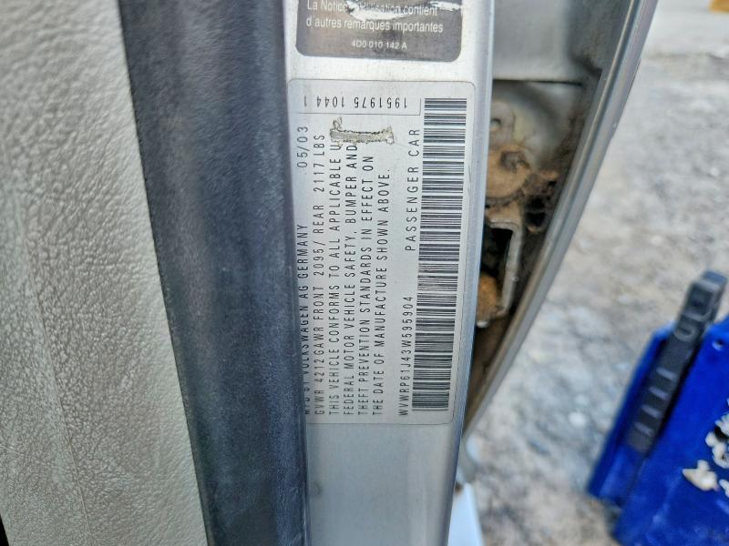 Продаж на аукціоні авто 2003 Volkswagen Jetta, vin: WVWRP61J43W595904, номер лоту: 67627976