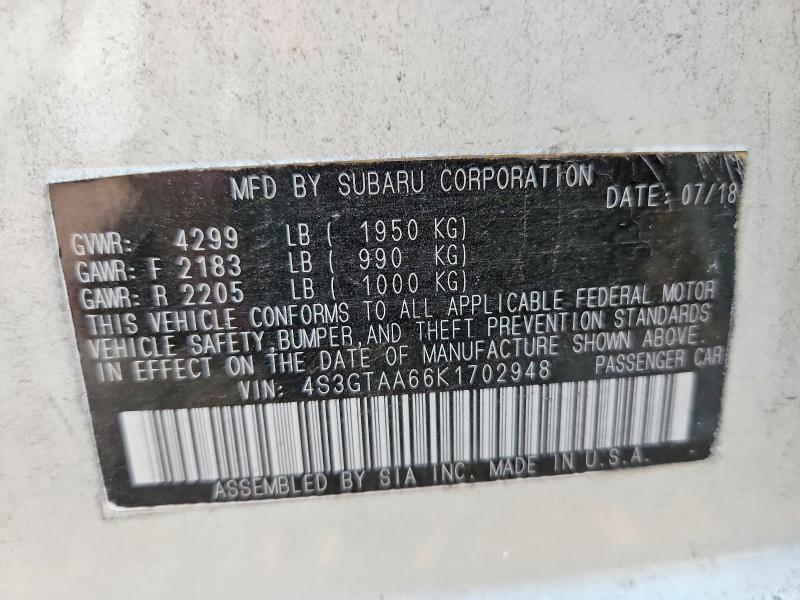Продаж на аукціоні авто 2019 Subaru Impreza, vin: 4S3GTAA66K1702948, номер лоту: 68651786