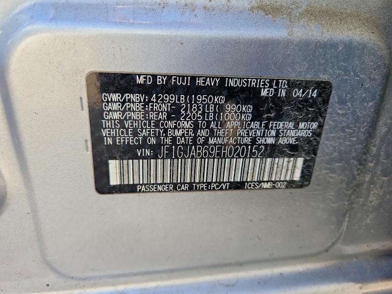 Aukcja sprzedaży 2014 Subaru Impreza, vin: JF1GJAB69EH020152, numer aukcji: 69493766